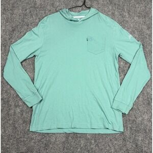 Johnnie-O Mens Small Seafoam Green Hooded Long Sleeve T-Shirt All American Logo
